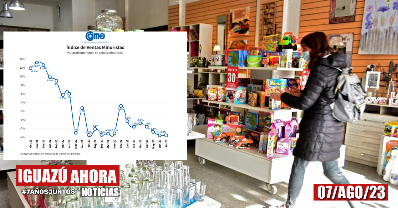 LAS VENTAS MINORISTAS PYME CAYERON 3,6% ANUAL EN JULIO - Iguazú Ahora ...